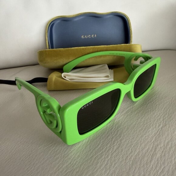 NEW GUCCI Couture 1325 Green GG Logo Narrow Fashion Square Sunglasses GG1325S main image 6